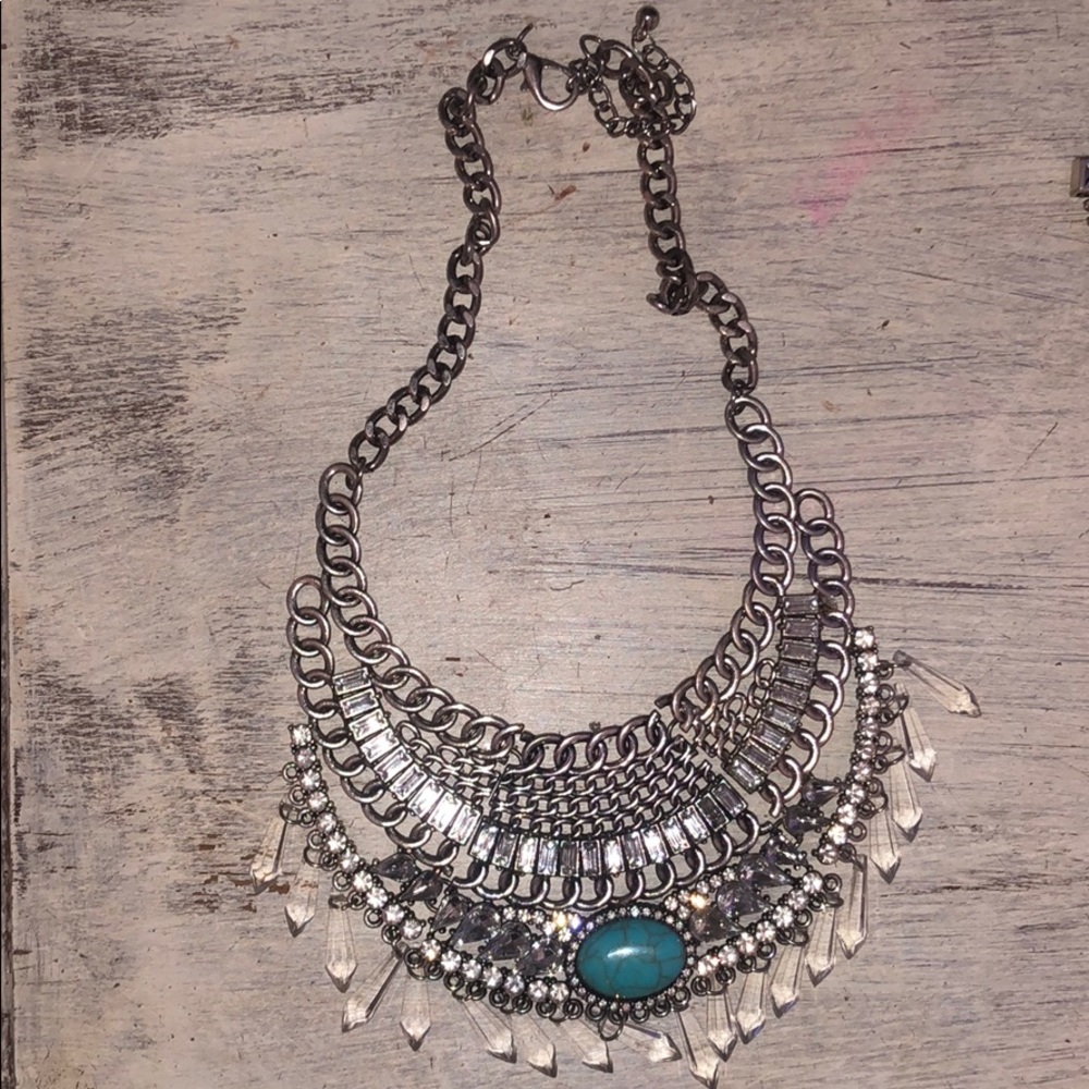 Long silver necklace